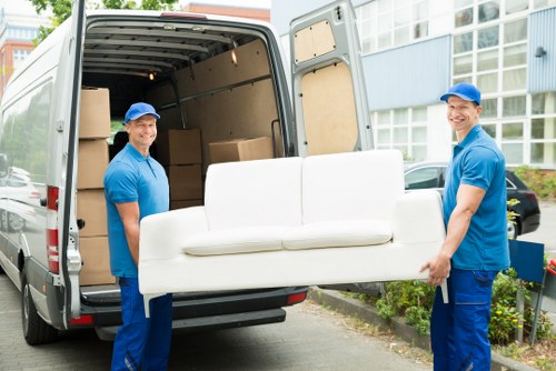 Packed boxes and household items ready for a Colindale move
