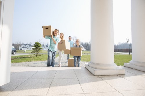Packed boxes and household items ready for a Colindale flat move
