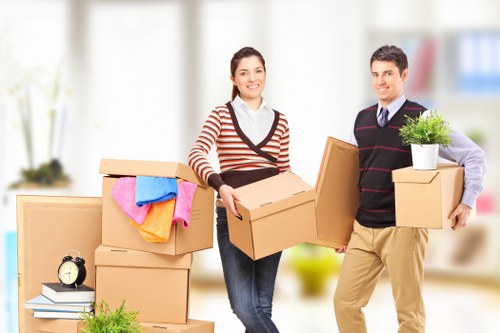 Packed boxes and furniture ready for removal service in Colindale