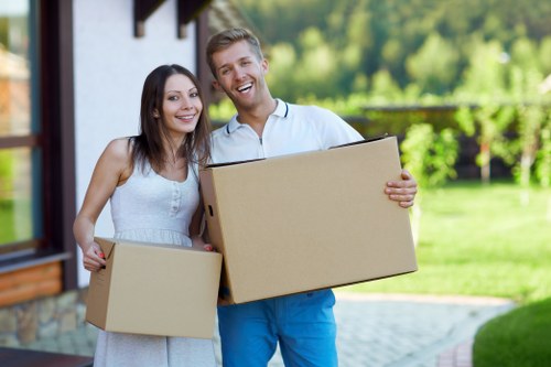 Packed boxes and furniture ready for a Colindale relocation